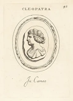 Cleopatra Prints: Bust profile of Cleopatra, Queen of Egypt, in cameo