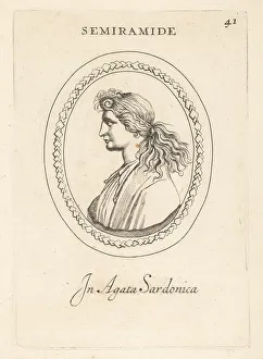 Bust profile of Semiramis, warrior queen of Assyria