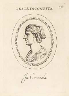 Carnelian Prints: Bust profile of an unknown woman in carnelian
