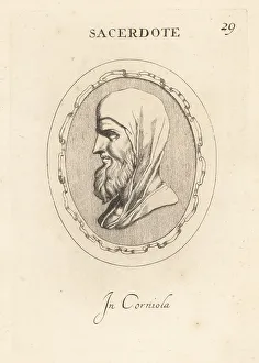 Carnelian Prints: Bust of a Roman priest or Sacerdote