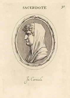Carnelian Prints: Bust of a Roman priest or Sacerdote