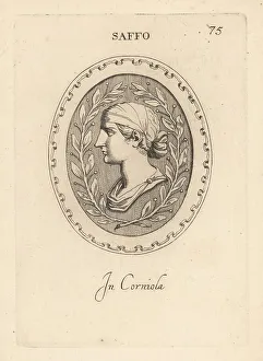 Lesbos Prints: Bust of Sappho, Archaic Greek poet