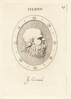 Carnelian Prints: Bust of Silenus, companion to the wine god Dionysus