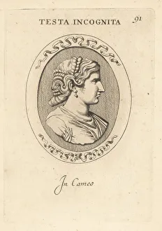 Bust of unknown woman in carnelian cameo
