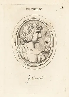 Carnelian Prints: Bust of Virgil or Vergil, ancient Roman poet