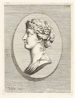 Noble Woman Prints: Bust of a young noble woman with pearls in her hair