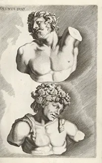 17th Century Prints: Busts of two fauns