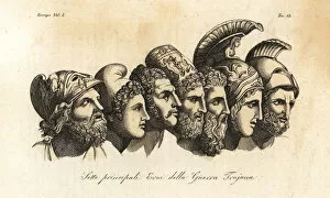 Images Dated 30th January 2020: Busts of seven principal heroes of the Trojan War