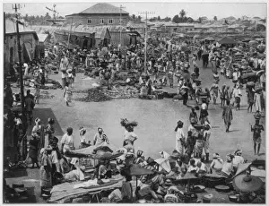 Busy market scene at Ibadan, Nigeria, West Africa Date: 1927