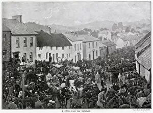 Images Dated 19th May 2021: Busy scene during a pony fair on Exmoor, Devon. Date: 1897