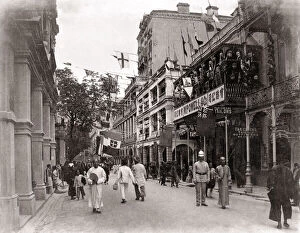 Busy street in Hong kong, c.1890