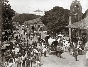 Busy street scene, Colombo, Ceylon (Sri Lanka) circa 1890