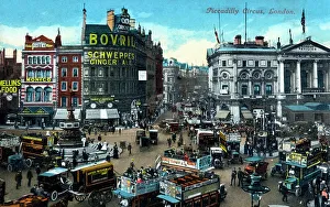 Bovril Prints: Busy traffic at Piccadilly Circus, London