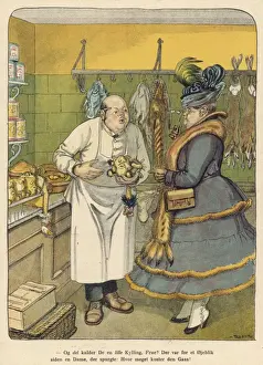Lorgnette Prints: Butcher Serves Customer
