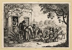 David Deuchar Prints: Butcher sharpening his knife before slaughtering a pig, 18th cen