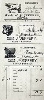 Handwriting Gallery: Butchers receipts, J Jeffery, Silverstone, Northants