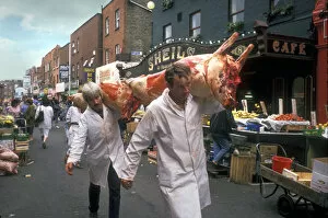 Butchers in street, Dublin
