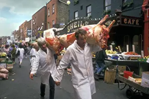 Butchers in street, Dublin