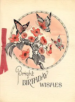 Butterflies and flowers on a birthday card