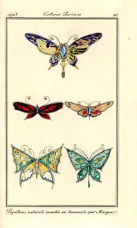 Orientalism Collection: Butterfly brooches mounted in diamonds designed by Morgan