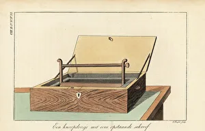 Needlework Prints: Button box with upright screw