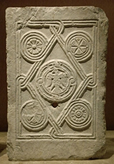 Images Dated 29th May 2007: Byzantine Art. Marble slab with geometrical relief. Greece