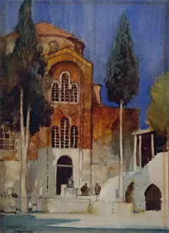 Watercolour Gallery: A Byzantine Church, Daphni, Greece
