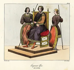 Bossange Prints: Byzantine Emperor on his throne, 9th century