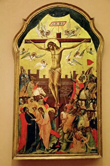 Crucifixion Collection: Byzantine Icon. Crucifixion. XIV century