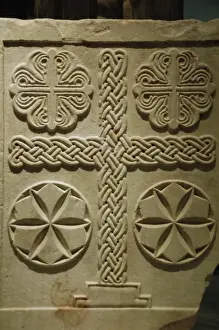 Crosses Prints: Byzantine relief decorated with crosses. Marble slab. Greece