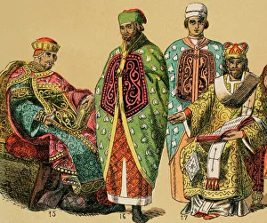 Assistants Prints: Byzantines, 1000-1200. From left to right: emperor