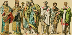 Tunic Prints: Byzantines, 1000-1200. From left to right: regal