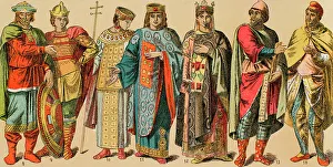 Tunic Prints: Byzantines, 1000-1200. From left to right: warriors