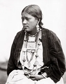 c. 1860s India - Bhutia woman Tibet Nepal Sikkim