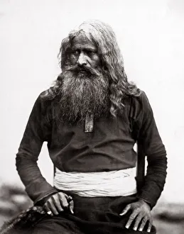 c. 1860s India - tribal man with impressive beard