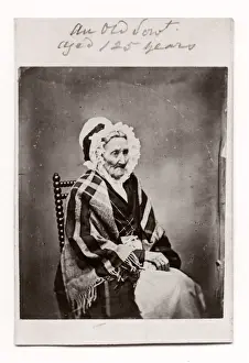 Claims Prints: c. 1870 s, very old woman, caption claims 125 years old