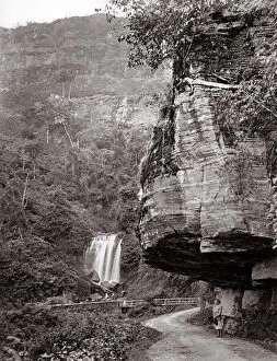Waterfalls Collection: c. 1870s Ceylon Sri Lanka - road to the Ramboda waterfall