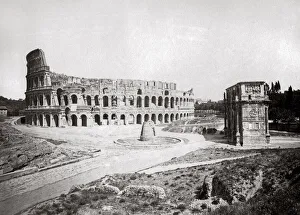 c. 1870s Italy Rome - the Colosseum and arch of Constantine