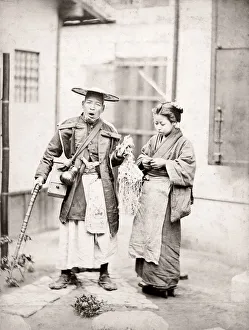 c. 1870s Japan - Japanese street hawker or vendor