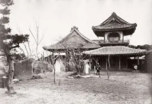 c. 1871 Japan - SHORODO DRUM TOWER NISHI MONZEKI, YEDO TOKYO - from The Far East