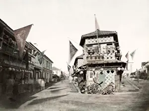 Yokohama Prints: c. 1880 Japan - street corner in the Chinese Quarter of Yokohama