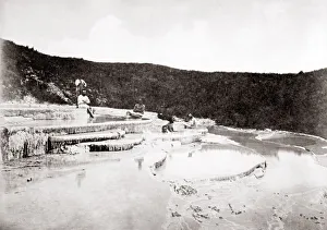 c. 1880 New Zealand - bathing at the Pink Terraces, Te Otukapuarangi, Te Tarata