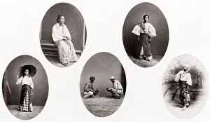 c. 1880 Philippines - group of Filipino people, cock fighting