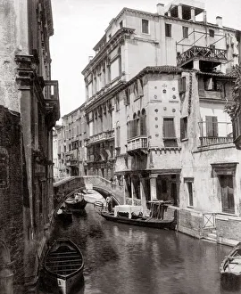 Hisotry Prints: c. 1880s canal in Venice Italy