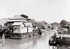 c. 1880s - canal view - probably Dutch East Indies Indonesia
