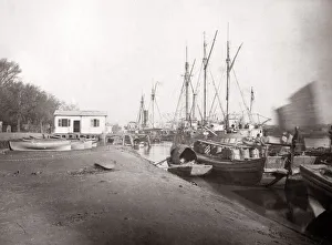 c. 1880s China - boats along the Bund, Hankow Wuhan