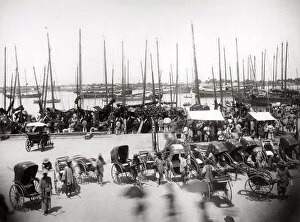 c. 1880s China - boats on waterfront Shanghai Bund
