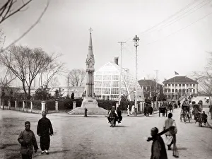 c. 1880s China - view of Shanghai - glass house in park
