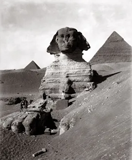c. 1880s Egypt Cairo - the sphinx and pyramids