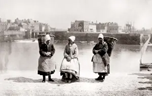 c. 1880s - France French fisherwomen in Dieppe harbour